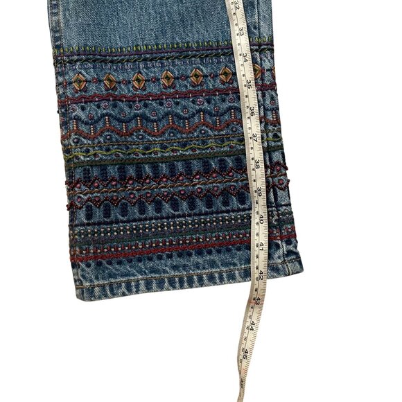 Vintage Gap Denim Embroidered Boot Cut Jeans Women's Size 10 Blue Western 90s - Picture 7 of 11